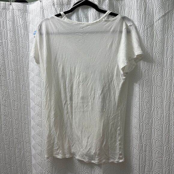 Juicy Couture Shirt WhiteTee cold shoulder The Best is Yet to Come Rhinestone XL - Picture 5 of 5